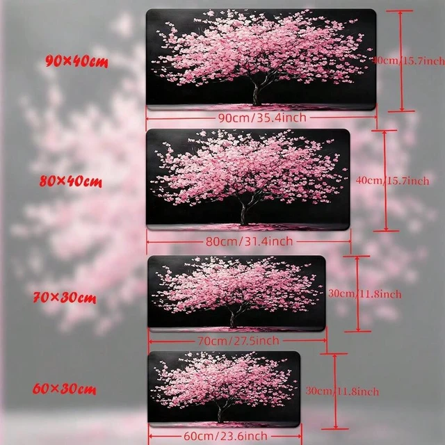Alt view image 5 of 7 - Bks XXL Gaming Mouse Pad, Cherry Blossom Print Desk Mat, Non-Slip Rubber Base, Large Office Computer Mousepad