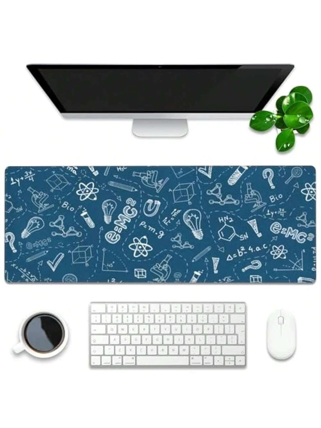 Alt view image 2 of 5 - Bks Desk Mat, Colorful Neon Topographic Contour Map Extended Gaming Mouse Pad Large, 31.5x11.8 Big Mouse Pad With Non-Slip Base And Stitched Edge, Long Computer Keyboard Mouse Mat For Home Office Work