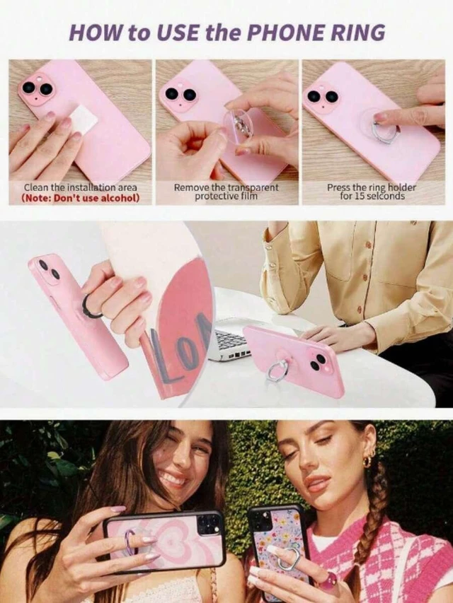Alt view image 6 of 7 - Bks Transparent Mobile Phone Ring Mount 360° Rotating Finger Holder Grip Compatible With iPhone Android Tablet Case