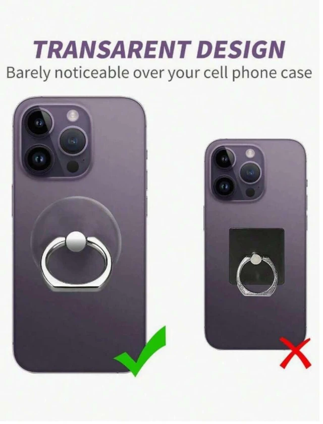 Alt view image 7 of 7 - Bks Transparent Mobile Phone Ring Mount 360° Rotating Finger Holder Grip Compatible With iPhone Android Tablet Case