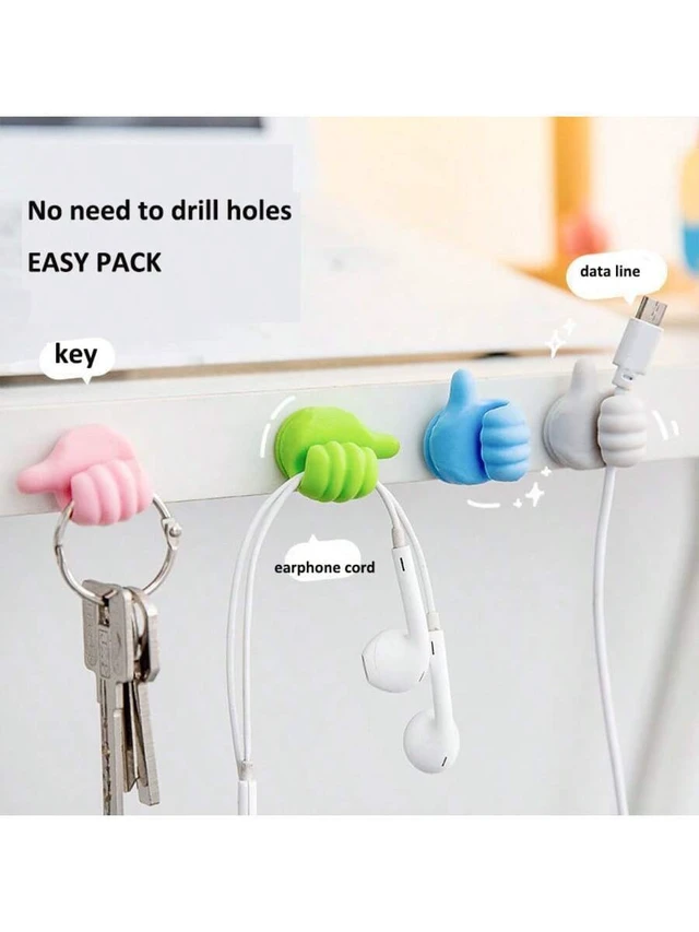 Alt view image 3 of 6 - Bks Thumb Hook Cable Organizer, Creative Cute Data Cable Management Holder, Desktop Tidy Tool, Thumb Stick Hook