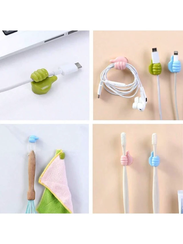 Alt view image 5 of 6 - Bks Thumb Hook Cable Organizer, Creative Cute Data Cable Management Holder, Desktop Tidy Tool, Thumb Stick Hook