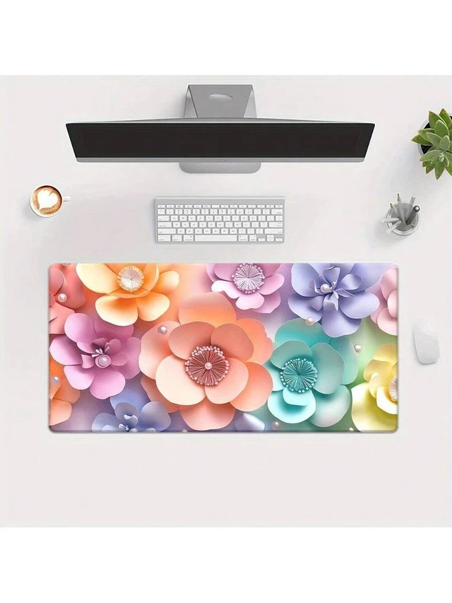 Alt view image 2 of 7 - Bks XXL 3D Floral Desk Mat - HD Printed Non-Slip Rubber Base Soft Fabric Surface Gaming Mouse Pad For Computer Office