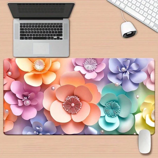 Alt view image 3 of 7 - Bks XXL 3D Floral Desk Mat - HD Printed Non-Slip Rubber Base Soft Fabric Surface Gaming Mouse Pad For Computer Office