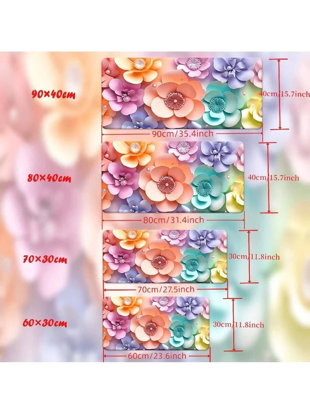 Alt view image 5 of 7 - Bks XXL 3D Floral Desk Mat - HD Printed Non-Slip Rubber Base Soft Fabric Surface Gaming Mouse Pad For Computer Office