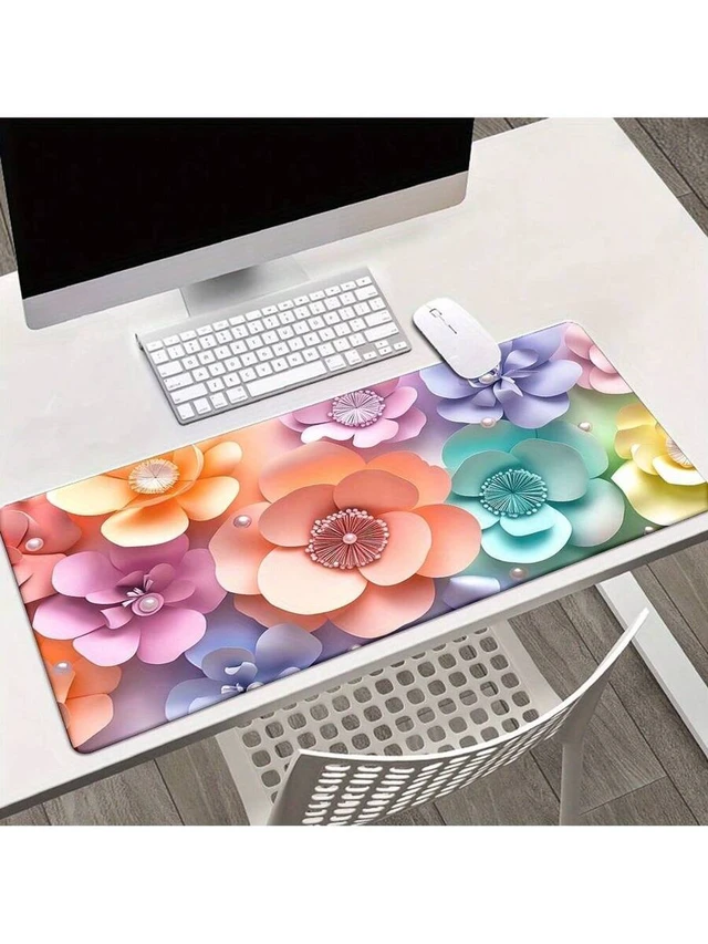 Alt view image 7 of 7 - Bks XXL 3D Floral Desk Mat - HD Printed Non-Slip Rubber Base Soft Fabric Surface Gaming Mouse Pad For Computer Office