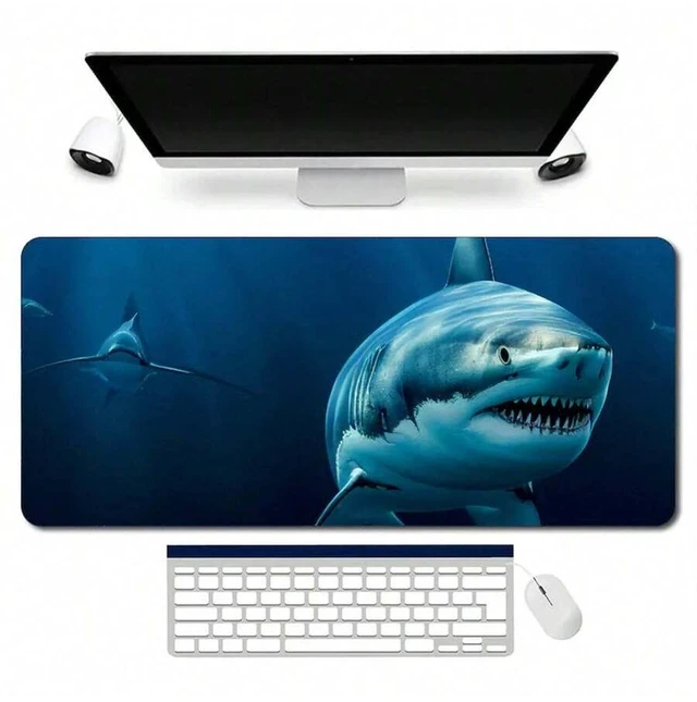 Main image of Bks Desk Mat Great White Shark Deep Blue Sea Large Mouse Pad Gaming Desk Protector Tropical Design
