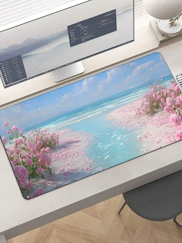 Alt view image 2 of 6 - Bks Pink BeachGame Mouse Pad | Anti-Slip Rubber Base, Washable, Very Suitable For Use In Gaming, Computer And Desk Decoration
