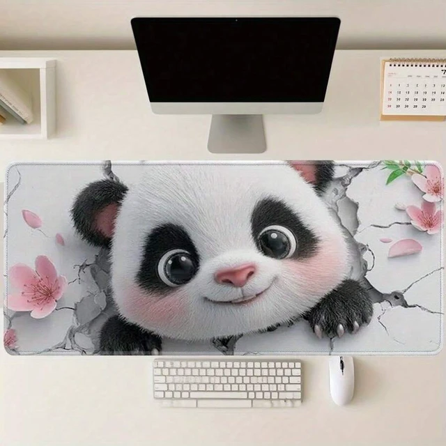 Alt view image 4 of 7 - Bks Extra Large Gaming Mouse Pad, Cute Panda Floral Design, Non-Slip Base, Washable Surface, Extended Desk Mat for PC Office Setup