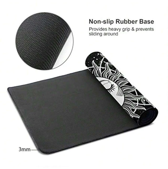 Alt view image 3 of 5 - Bks Oversized Gaming Mouse Pad XL 80x30cm White Cherry Blossom Design Stitched Edges Non-Slip Rubber Base for Keyboard and Mouse