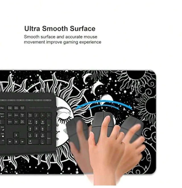 Alt view image 5 of 5 - Bks Oversized Gaming Mouse Pad XL 80x30cm White Cherry Blossom Design Stitched Edges Non-Slip Rubber Base for Keyboard and Mouse