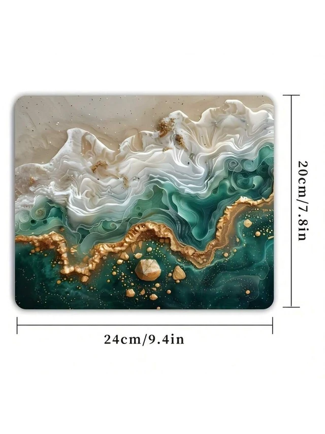 Alt view image 2 of 7 - Bks Gilded Marble Print Non-Slip Rubber Gaming Mouse Pad, Smooth Gliding Surface, Square Design for Office Laptop Desktop