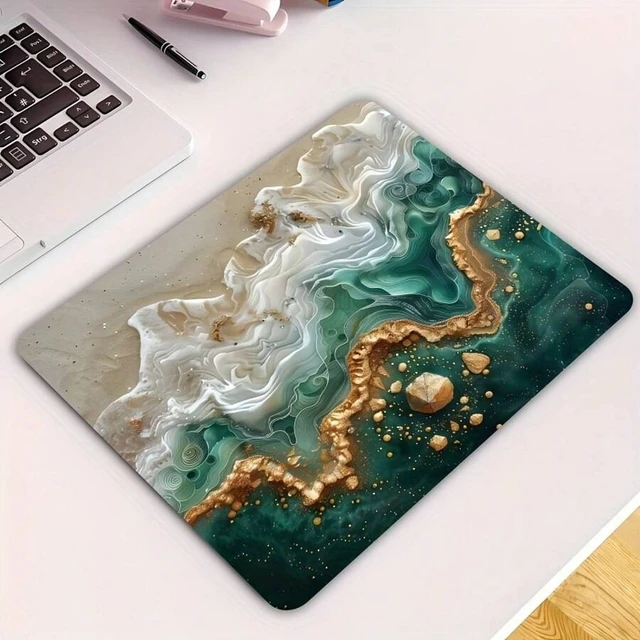 Alt view image 5 of 7 - Bks Gilded Marble Print Non-Slip Rubber Gaming Mouse Pad, Smooth Gliding Surface, Square Design for Office Laptop Desktop