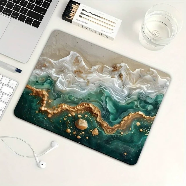 Alt view image 6 of 7 - Bks Gilded Marble Print Non-Slip Rubber Gaming Mouse Pad, Smooth Gliding Surface, Square Design for Office Laptop Desktop