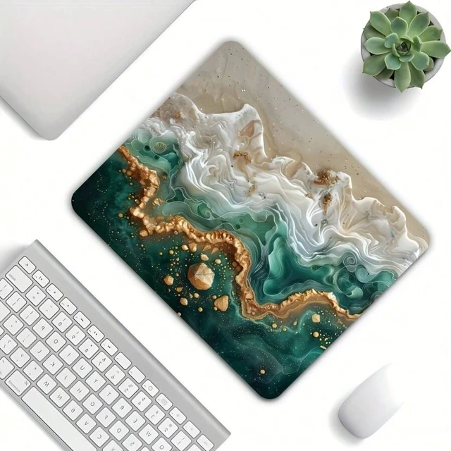Alt view image 7 of 7 - Bks Gilded Marble Print Non-Slip Rubber Gaming Mouse Pad, Smooth Gliding Surface, Square Design for Office Laptop Desktop
