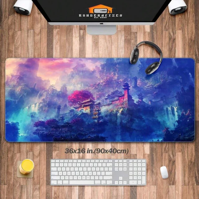 Alt view image 2 of 5 - Bks Vintage Architecture Desk Pad 3 Patterns XXL Mouse Mat Temple Buddha Design for Keyboard Laptop Computer