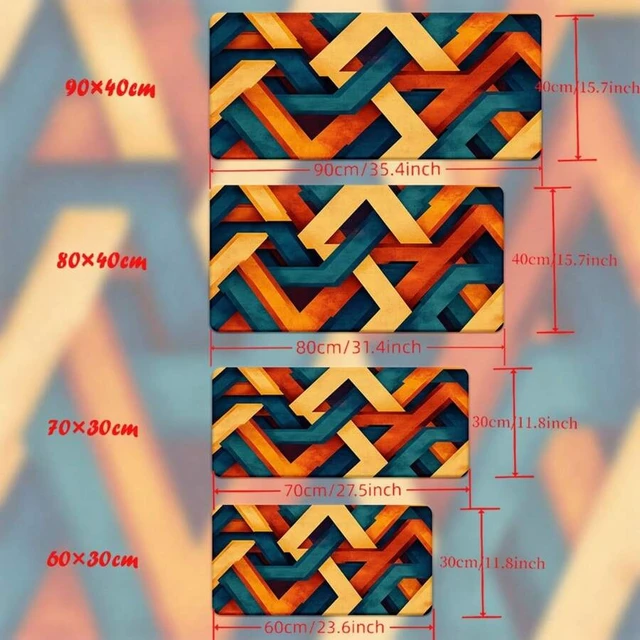 Alt view image 4 of 7 - Bks Large Geometric Orange Blue Gaming Mouse Pad Non-Slip Rubber Base Desk Mat For PC Laptop Office Computer Setup Durable Keyboard Mouse Accessories Bold Pattern Design