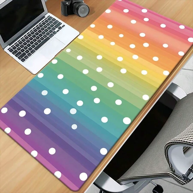 Alt view image 4 of 7 - Bks XXL Mouse Pad 23.6 X 11.8 Inches Rainbow White Dot Pattern HD Printed Desk Mat for Gaming Office Computer