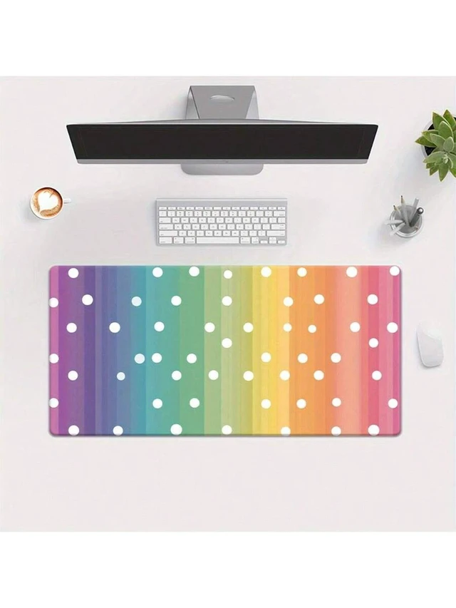 Alt view image 2 of 7 - Bks XXL Mouse Pad 23.6 X 11.8 Inches Rainbow White Dot Pattern HD Printed Desk Mat for Gaming Office Computer