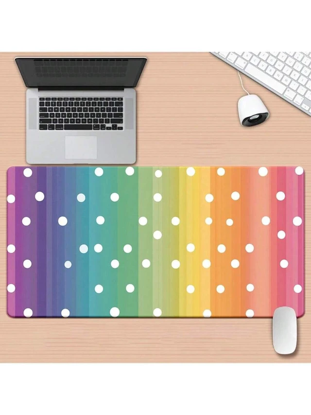 Alt view image 3 of 7 - Bks XXL Mouse Pad 23.6 X 11.8 Inches Rainbow White Dot Pattern HD Printed Desk Mat for Gaming Office Computer