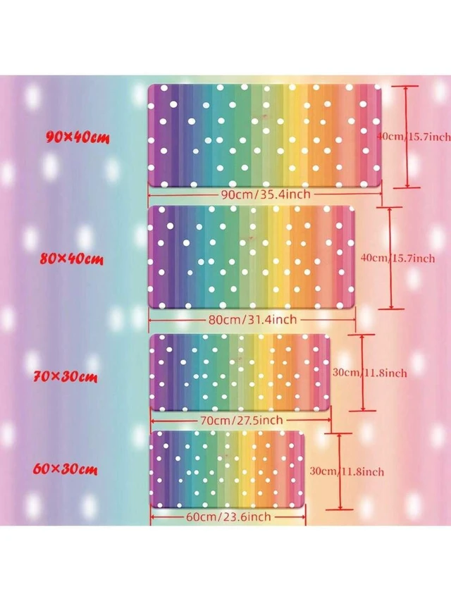 Alt view image 5 of 7 - Bks XXL Mouse Pad 23.6 X 11.8 Inches Rainbow White Dot Pattern HD Printed Desk Mat for Gaming Office Computer