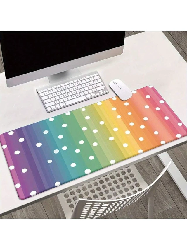 Alt view image 7 of 7 - Bks XXL Mouse Pad 23.6 X 11.8 Inches Rainbow White Dot Pattern HD Printed Desk Mat for Gaming Office Computer