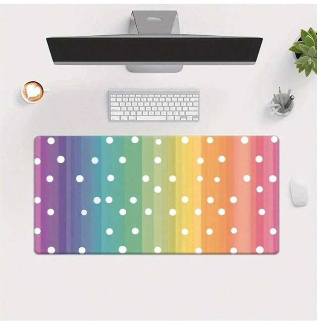 Main image of Bks XXL Mouse Pad 23.6 X 11.8 Inches Rainbow White Dot Pattern HD Printed Desk Mat for Gaming Office Computer