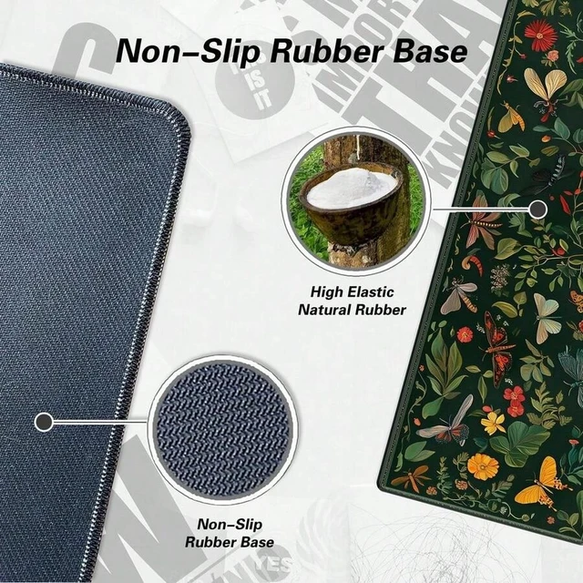 Alt view image 2 of 5 - Bks Extended Gaming Mouse Pad 35.4x15.7 Inch Large Non-Slip Rubber Base Stitched Edges Keyboard Mouse Mat For Work Game Office Home Green Insect Design