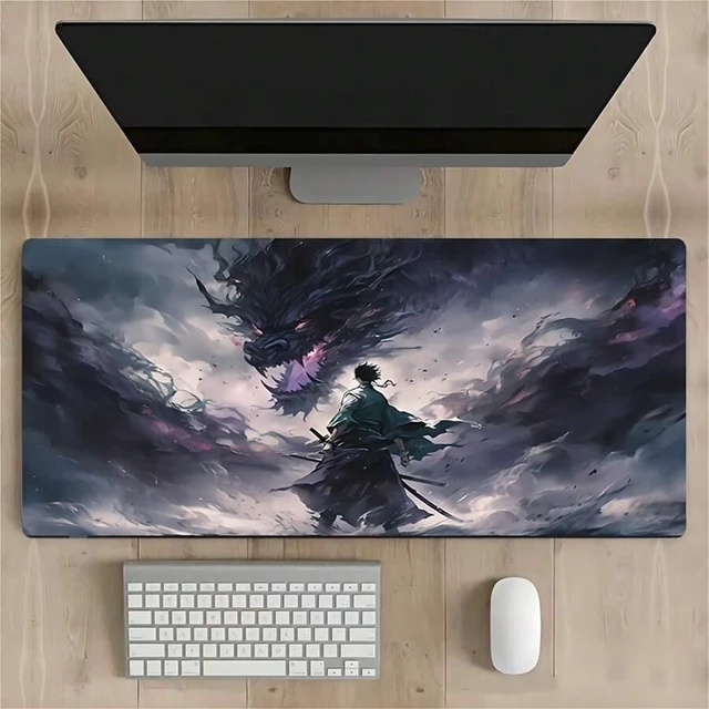 Alt view image 3 of 7 - Bks Large Dragon Pattern Gaming Mouse Pad Desktop Mat Natural Rubber Non-Slip Office Keyboard Accessory