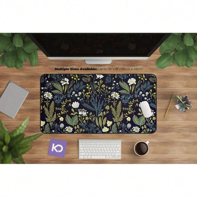 Alt view image 3 of 7 - Bks Large Floral Mousepad Botanical Desk Mat Soft Siltstone Surface Anti-Slip Gaming Pad for Computer Laptop