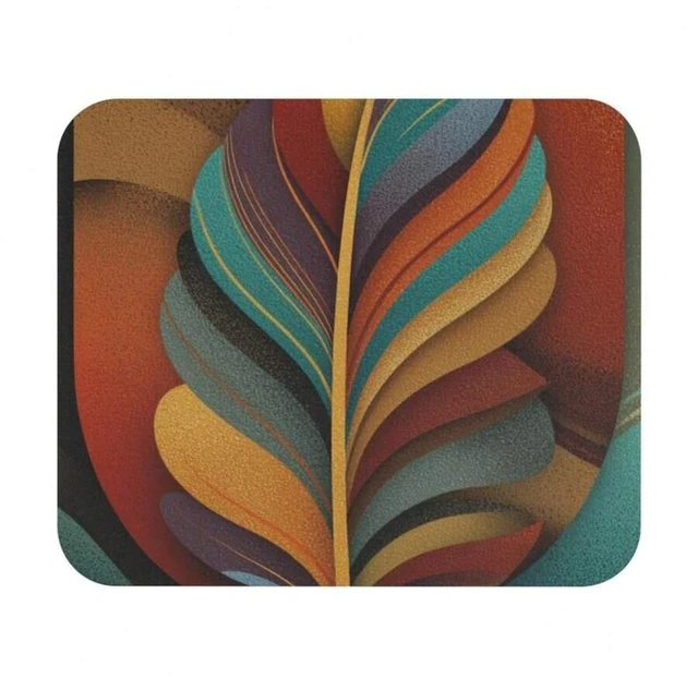 Alt view image 4 of 7 - Bks Earthtone Eagle Feather Mouse Pad 30x25cm Retro Desk Mat Non-Slip Rubber Base Office Gaming Accessories