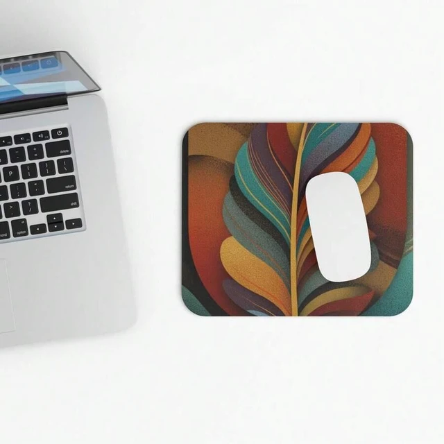 Alt view image 5 of 7 - Bks Earthtone Eagle Feather Mouse Pad 30x25cm Retro Desk Mat Non-Slip Rubber Base Office Gaming Accessories