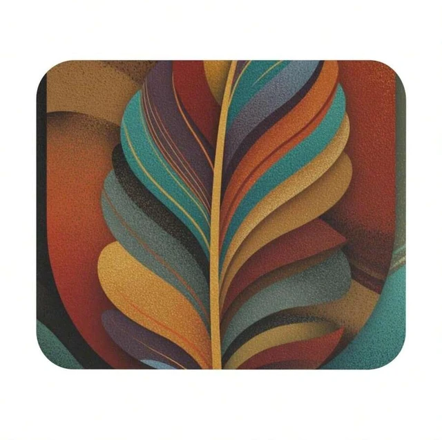 Alt view image 7 of 7 - Bks Earthtone Eagle Feather Mouse Pad 30x25cm Retro Desk Mat Non-Slip Rubber Base Office Gaming Accessories