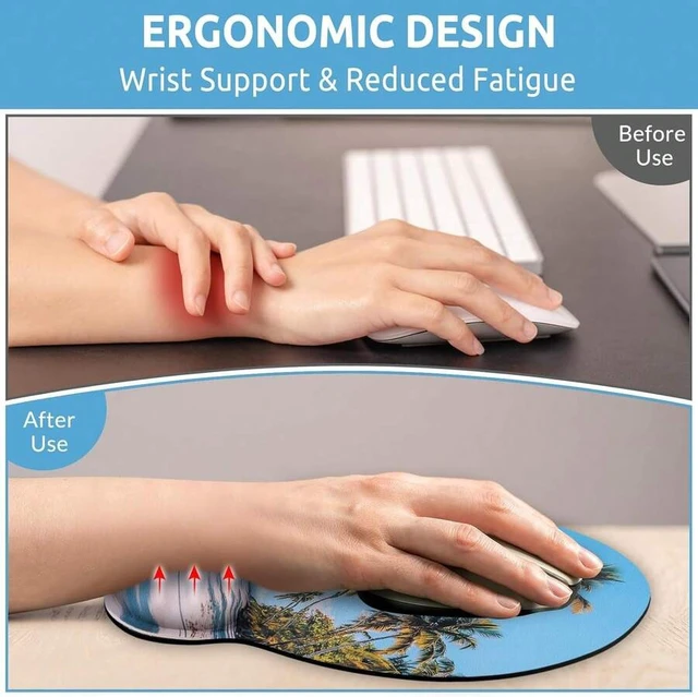 Alt view image 2 of 7 - Bks Ergonomic Mouse Pad With Wrist Rest, Non-Slip Rubber Base, Smooth Surface, Office Desk Accessory