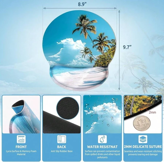 Alt view image 3 of 7 - Bks Ergonomic Mouse Pad With Wrist Rest, Non-Slip Rubber Base, Smooth Surface, Office Desk Accessory