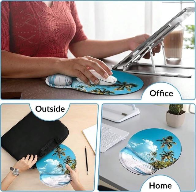 Alt view image 4 of 7 - Bks Ergonomic Mouse Pad With Wrist Rest, Non-Slip Rubber Base, Smooth Surface, Office Desk Accessory