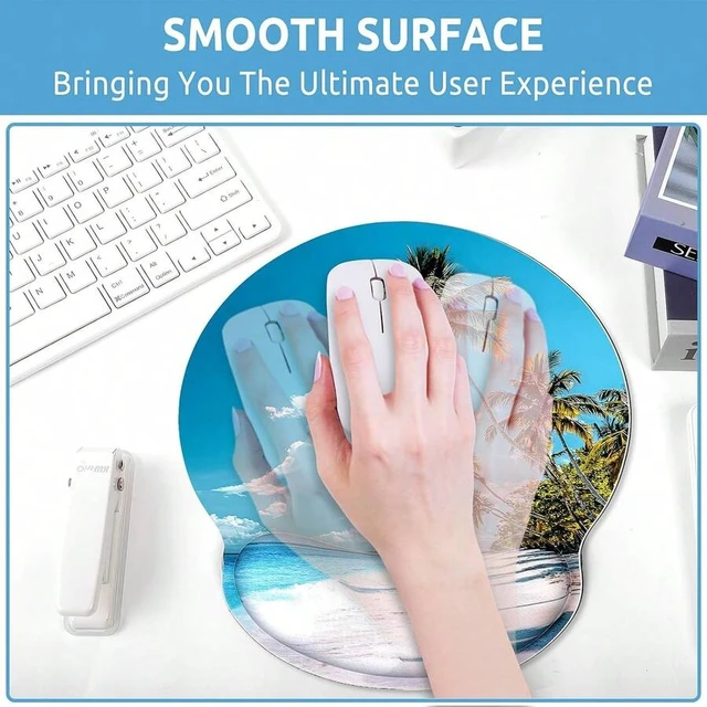 Alt view image 6 of 7 - Bks Ergonomic Mouse Pad With Wrist Rest, Non-Slip Rubber Base, Smooth Surface, Office Desk Accessory