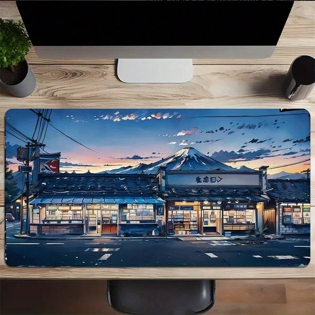 Main image of Bks Extra Large Sunset Street Gaming Mouse Pad, Thick Non-Slip Washable Rubber Desk Mat, Precision Edge Locking for Office and Gamers