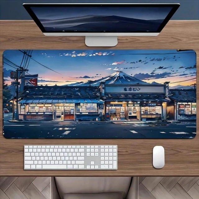 Alt view image 2 of 7 - Bks Extra Large Sunset Street Gaming Mouse Pad, Thick Non-Slip Washable Rubber Desk Mat, Precision Edge Locking for Office and Gamers
