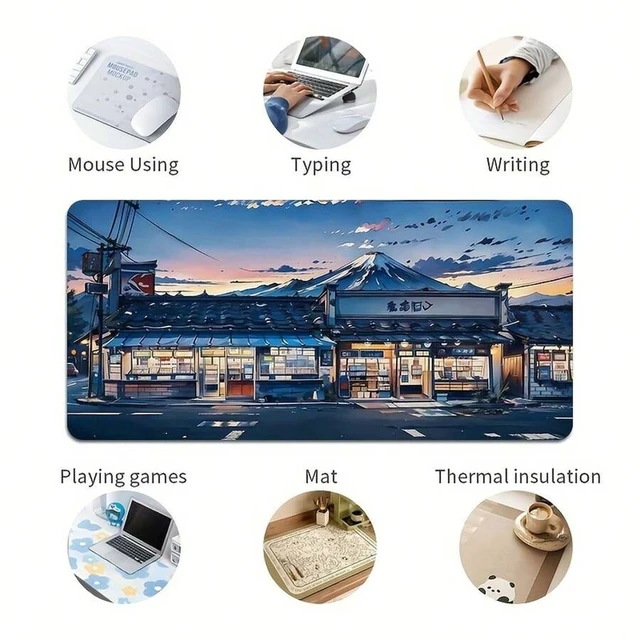 Alt view image 3 of 7 - Bks Extra Large Sunset Street Gaming Mouse Pad, Thick Non-Slip Washable Rubber Desk Mat, Precision Edge Locking for Office and Gamers