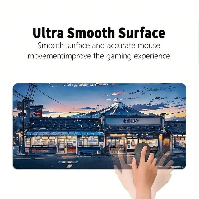 Alt view image 4 of 7 - Bks Extra Large Sunset Street Gaming Mouse Pad, Thick Non-Slip Washable Rubber Desk Mat, Precision Edge Locking for Office and Gamers