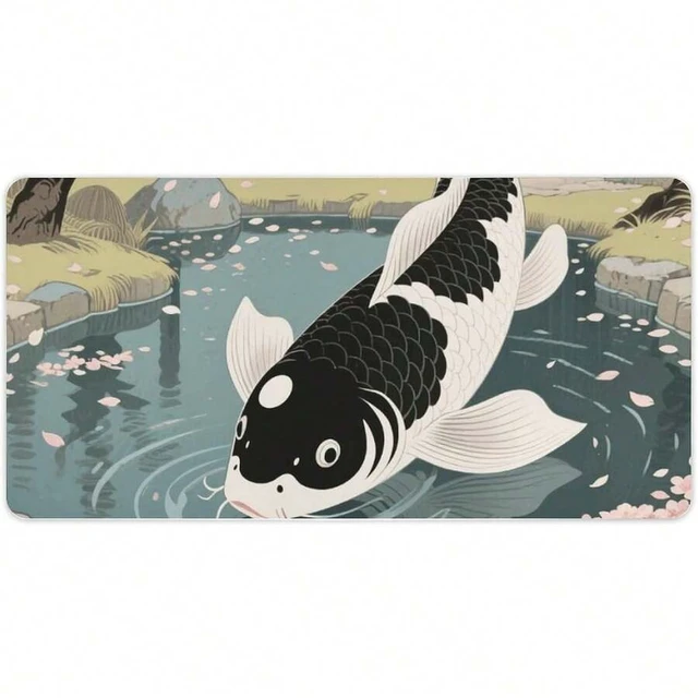 Alt view image 2 of 7 - Bks 12x24 Inch Large Mouse Pad Japanese Yin Yang Koi Fish Design Non-Slip Rubber Base for Gaming and Office Desk