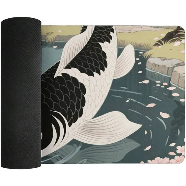Alt view image 4 of 7 - Bks 12x24 Inch Large Mouse Pad Japanese Yin Yang Koi Fish Design Non-Slip Rubber Base for Gaming and Office Desk