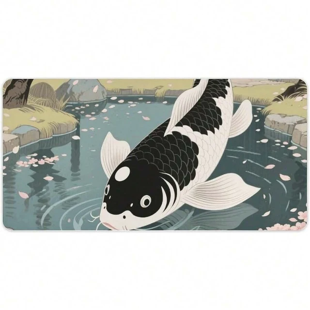 Main image of Bks 12x24 Inch Large Mouse Pad Japanese Yin Yang Koi Fish Design Non-Slip Rubber Base for Gaming and Office Desk