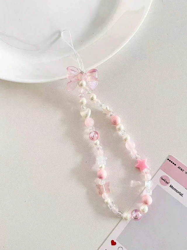 Alt view image 2 of 5 - Bks Pink Ethereal Phone Lanyard With Bow Cute Fairy Style Compatible With Android Most Smartphones Gift For Mother Family Friends