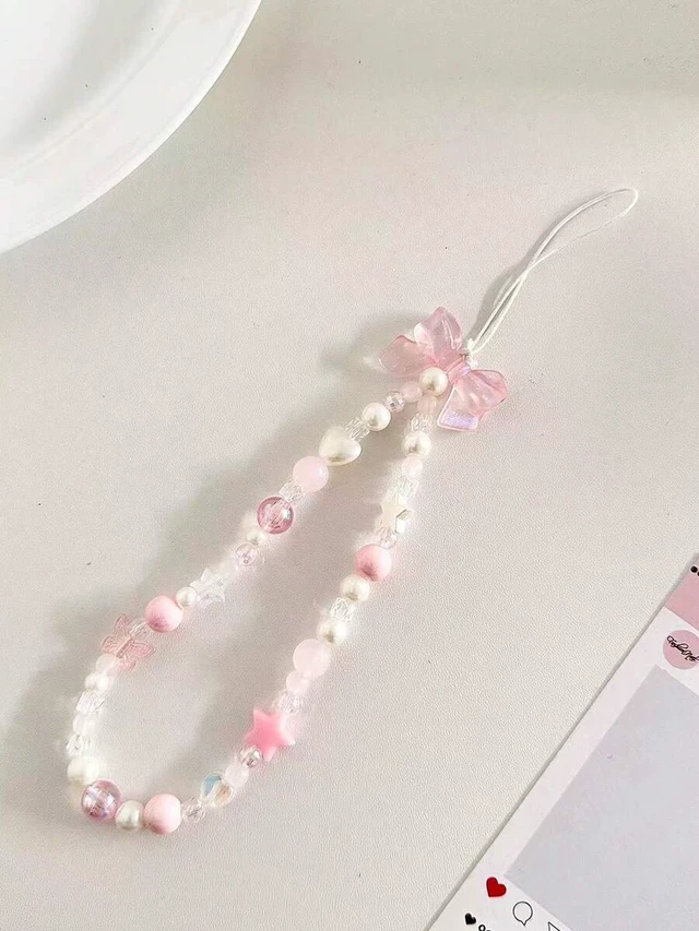Alt view image 3 of 5 - Bks Pink Ethereal Phone Lanyard With Bow Cute Fairy Style Compatible With Android Most Smartphones Gift For Mother Family Friends