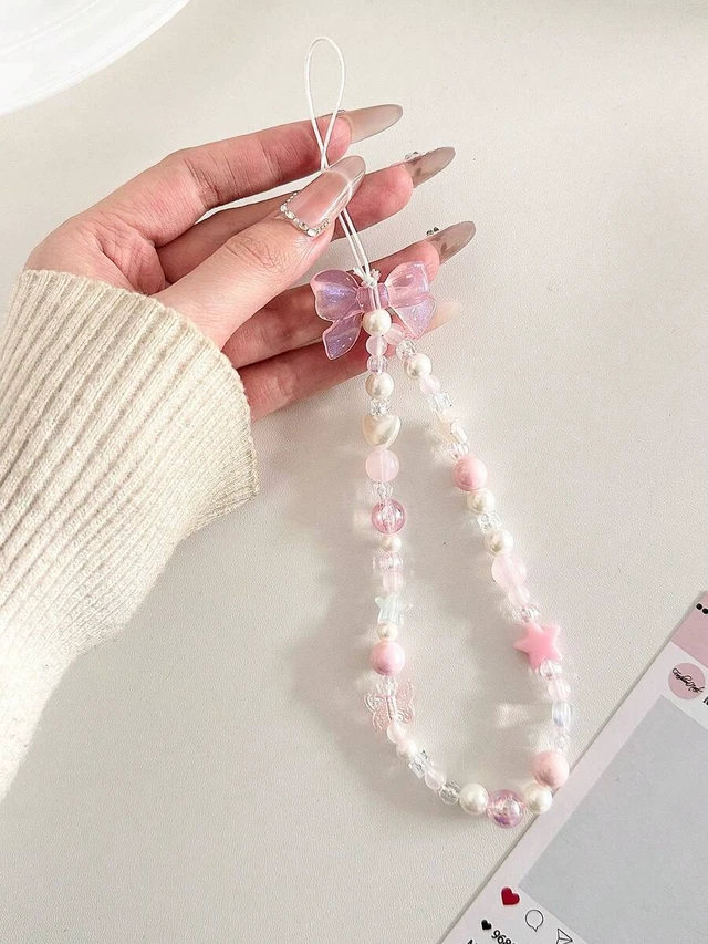 Alt view image 4 of 5 - Bks Pink Ethereal Phone Lanyard With Bow Cute Fairy Style Compatible With Android Most Smartphones Gift For Mother Family Friends