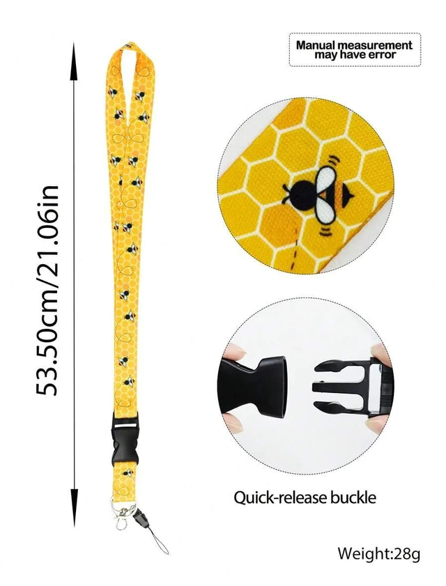 Alt view image 6 of 7 - Bks Yellow Polyester Bee Lanyard ID Badge Holder with Metal Keyring for School Teachers Students Staff