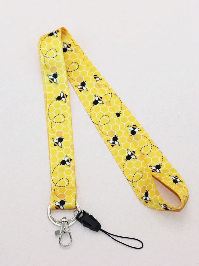 Alt view image 7 of 7 - Bks Yellow Polyester Bee Lanyard ID Badge Holder with Metal Keyring for School Teachers Students Staff