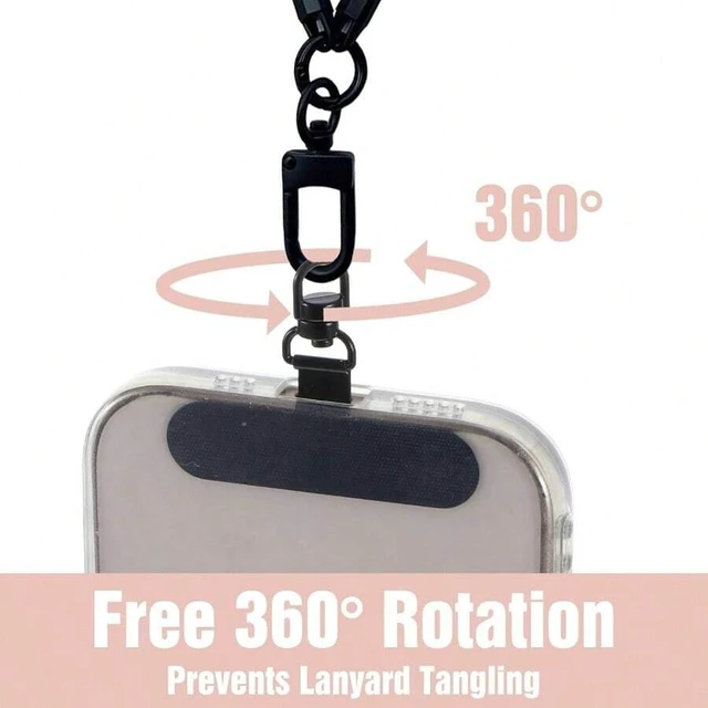 Alt view image 2 of 7 - Bks 4 Pcs Stainless Steel Phone Tether Tabs 360 Rotating Universal Lanyard Pad No Adhesive Strap for All Full Phone Cases